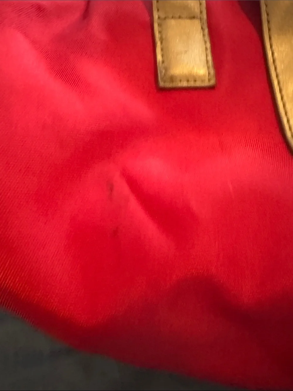Liz Claiborne Red Nylon Tote with Gold Accents